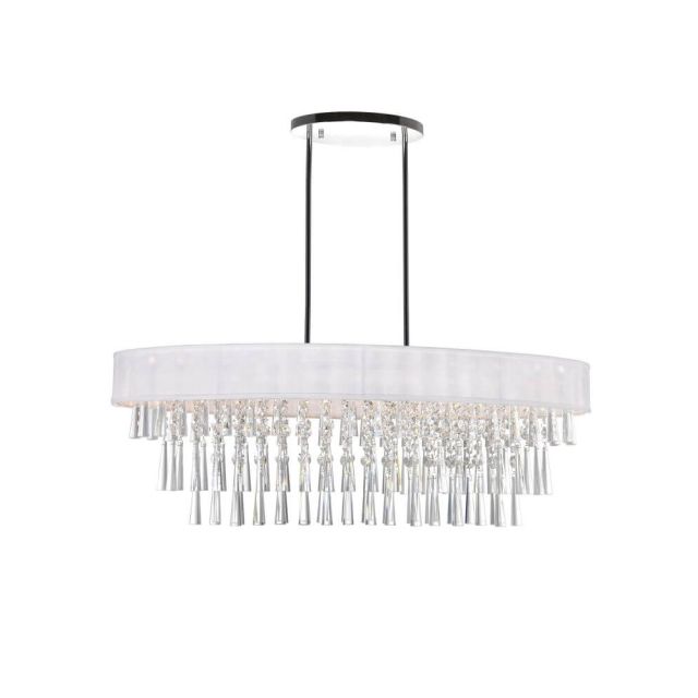 CWI Lighting Franca 8 Light 38 Inch Drum Shade Chandelier In Chrome 5523P38C-O (Off White)